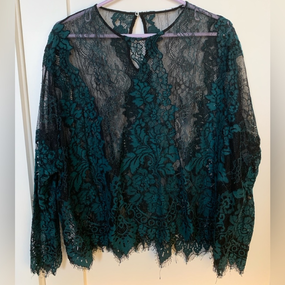 Zara  Lace Women Top in green